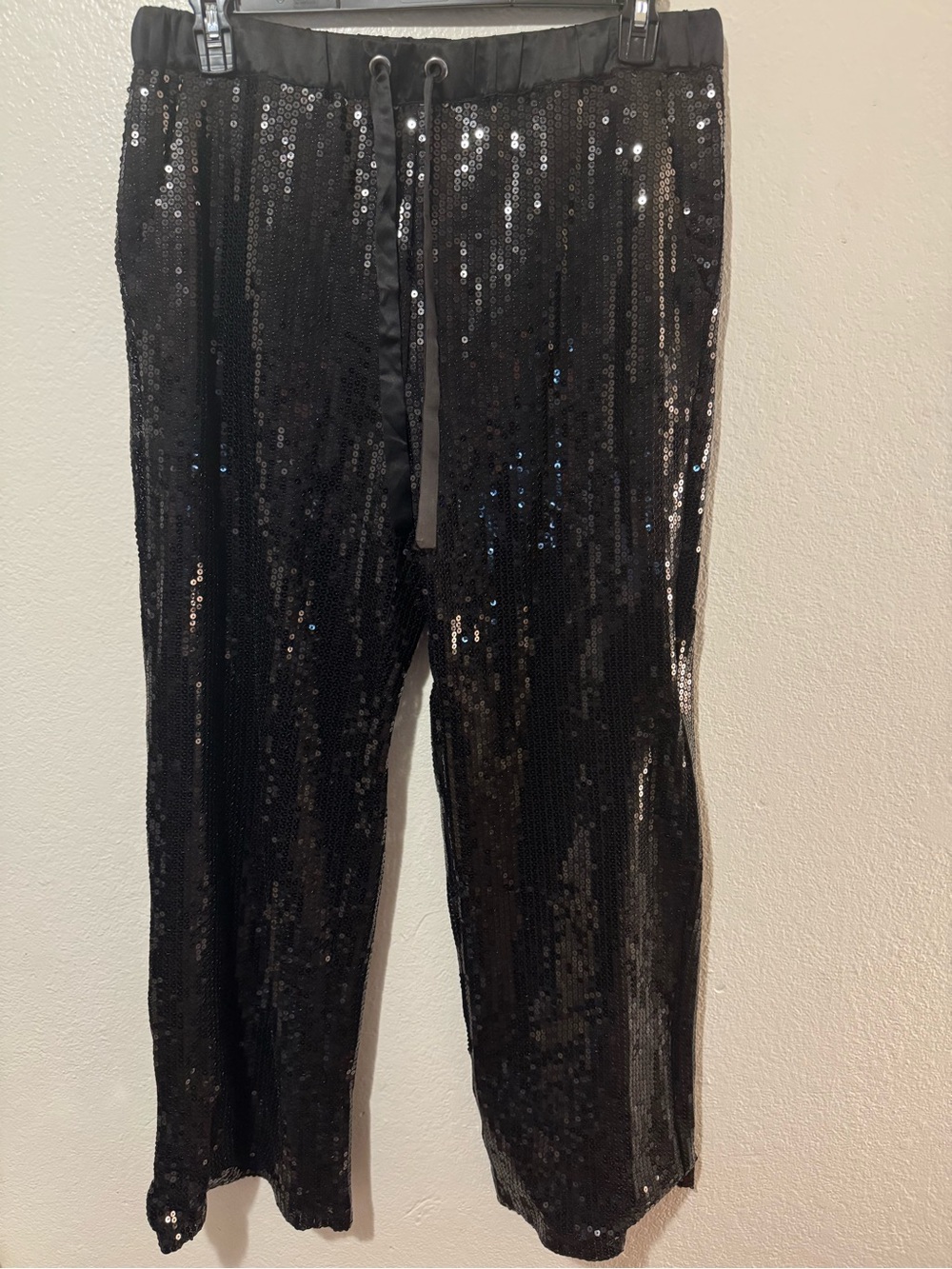 Black Sequin Drawstring Pants